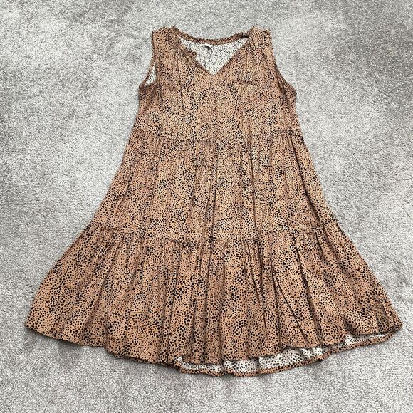 Old Navy Dresses & Skirts - Old Navy Leopard A-Line Relaxed Midi Dress Womens Medium Brown Sleeveless Boho